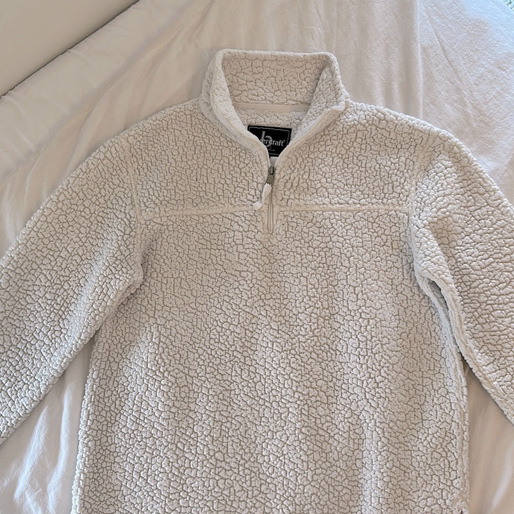 White quarter zip teddy jacket